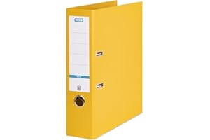 Elba A4 Lever Arch File, 570 Sheet Capacity, 80mm spine, Strongline Plastic on Board, Single, Yellow