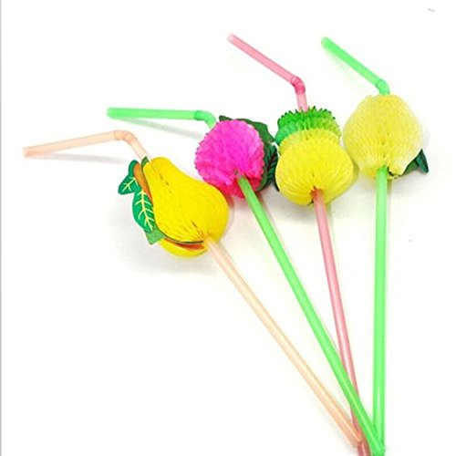 Yalulu 100 Stück Fruit Cocktail Kunststoff Trinkhalme Strohhalme Hochzeit Party Geburtstag Strohhalme - 2