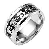 Ringe für Damen Herren, Winkey Edelstahl Punk Style Ring Totenkopf Hip Hop Finger Ring Hochzeit Schmuck Diameter: 20.7mm silber