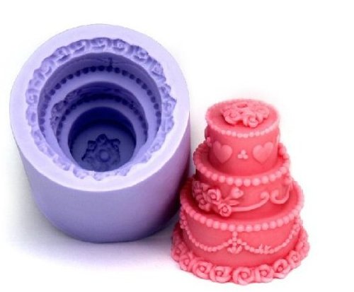 Allforhome 3-Schicht-Kuchen, der Kerzeformseifenform Silikonkerzeform DIY Kerzenherstellung Form Außenformat: 5.1x5.7 cm (2.0 * 2.2 Zoll) Fertige Gewicht (g): 142