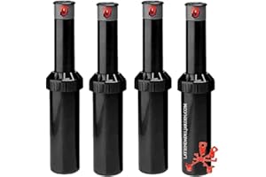 SUINGA Aspersores de Riego Cesped Enterrado | Aspersores de riego Jardin | Pack 4 Aspersor de Jardin K-Rain Minipro 1/2'' | Alcance 5,1 a 9,1 m | Aspersor para Riego por Aspersion Jardín Emergente Ajustable