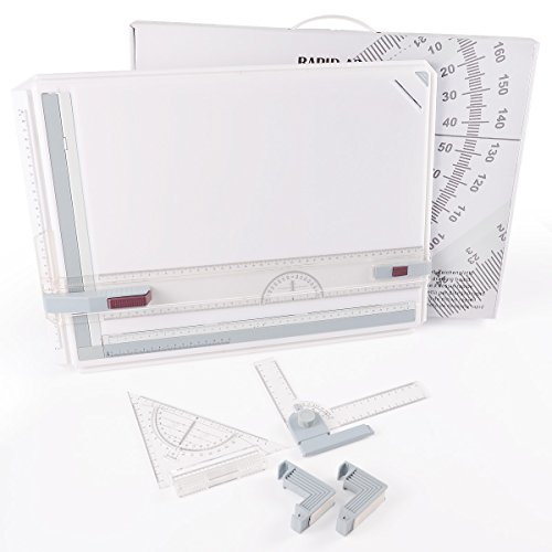 SurePromise Tavolo da Disegno A3Drawing Board Pastiglie Box Multi Barra Magnetica con Movimento Parallelo e Angolo Regolabile Righelli