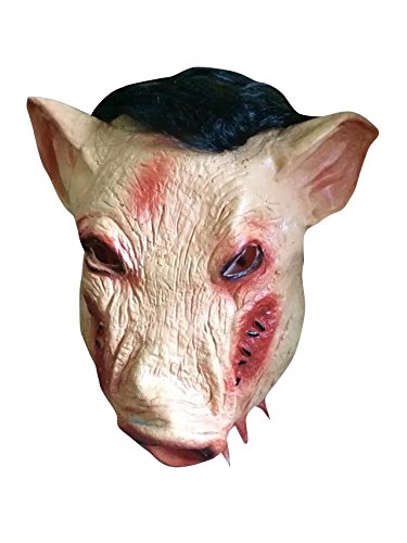 PIG SCHWEINE MASKE JIGSAW SAW Puppet Latex Maske Kunsthaar Halloween Karneval Horror Einheitsgröße thematys®