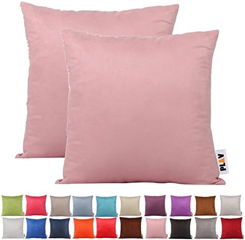 PLANDV® Solid Color Faux Suede Lightweight Decorative Cushion Cover Pack of 2,Available in 21 Colors &amp; 7 Sizes?40x40cm,Pale Pink)