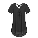 Damen Sommer Reißverschluss Tank Crop Tops Vest Tanktops Weste Cami DOLDOA Oberteile T-Shirt Geburtstags Geschenk Für Frauen Mädchen Freundin (EU:42, Schwarz - 7)