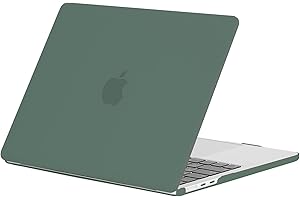 EooCoo Coque Compatible avec 2024 2022 MacBook Air 13.6 Pouces M2 A2681 M3 A3113 avec Touch ID, Etui Rigide Housse de Protection en Plastique Mince Dur, Surface Mat - Transparent Vert Minuit