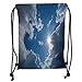 Produktbild Drawstring Backpacks Bags,Sky Decor,Clear Weather Sky Sun On Sky with Clouds Solar of Clean Energy Power Artwork,Gray Blue Soft Satin,5 Liter Capacity,Adjustable String Closure,The