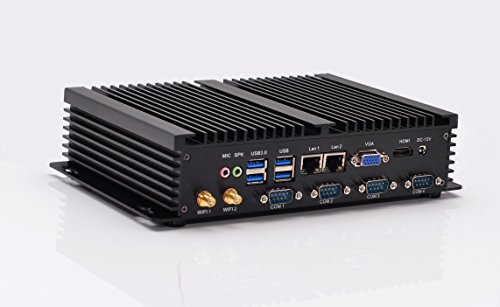 Kingdel Mini Computer, Windows 10 Nettop, Fanless HTPC with Intel Celeron 1037U CPU, 4GB RAM, 64GB SSD, Intel® HD Graphics, 2*NICs, 4*COM RS232, HDMI, WiFi, 4*USB 3.0