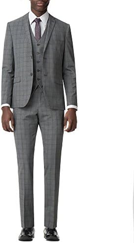 Jeff Banks Brit Grey Check Super Slim Fit Suit Jacket - 0051812