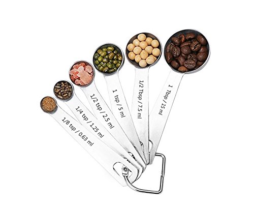 Edelstahl Messlöffel, Messlöffel Set aus 18/8 Edelstahl zum Messen von flüssigen und trockenen Zutaten, großer Helfer für Zuhause Kochen und Backen-Kommen Sie mit 6 verschiedenen Größen