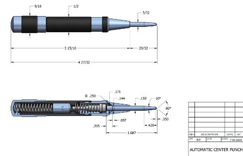 Starrett Automatikkörner mit justierbarer Schlagkraft, Länge 125 mm, Durchmesser 14 mm 18A - 2