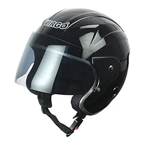 Virgo TrekFinger Glossy Tinted Open Face Helmet with PPCP/ABS Outer Shell (Black)