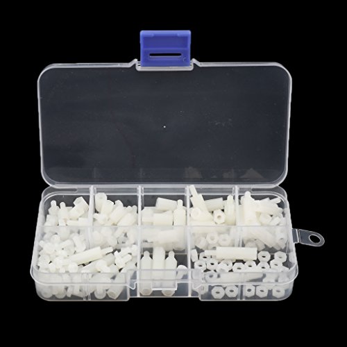 M3 Nylon Schraubenmutter Scheibe Sortiment Satz Sechskantschrauben Pattsituation Box – Weiß, 180pcs - 5