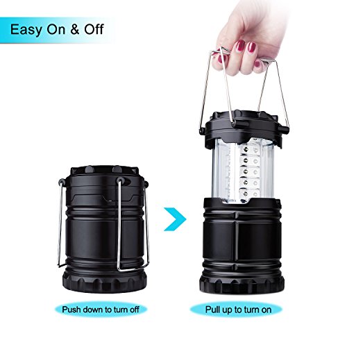 LED Camping Laterne,Diealles 2 Stück LED Campinglampe Faltbar 30 LEDs,Batteriebetrieb,Wasserdicht, Außenleuchte für Wandern, Camping, Notfall, Angeln, Nachtlicht,Einfache Ein / Aus - 4