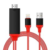 Lightning HDMI Cavo, 2 Metri HDTV MHL adattatore del cavo da Penzo, 1080P, trasmettere audio e video Home Cinema per iPhone 7 6 5 iPad iPod iTouch TV Proiettore (rosso, 6,5 piedi)