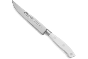 Arcos Cuchillo cocina - Acero Inoxidable Nitrum y Hoja 150 mm. Cuchillo cocina profesional para cocinar. 226 gr. Mango ergonómico polioximetileno POM. Serie Riviera Blanc. Color blanco.