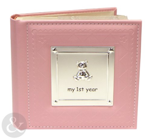 My 1St Year Baby Girl Photo Album - Faux Leather Pink Baby Picture Album