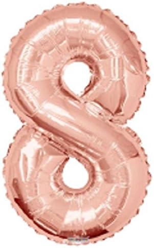 Large Rose Gold Metallic Number 8 Foil Helium Balloon 34"/87cm (Not Inflated)