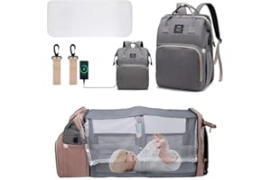 YUDOXN Sac à Dos à Langer avec,Grande Sac à Couches avec Matelas à Langer,sac à dos pour lit bébé,sac de voyage avec Lit Pliable et Pare-Soleil