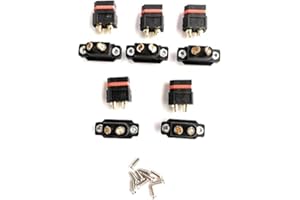 YUNIQUE GREEN-CLEAN-POWER - 5 Pezzi XT60E-1 Connettori Maschio di Alta Qualità per Batterie Modellismo RC Lipo | Compatibili con Batterie Tello DJI, 7.4V 1200mAh, 3.7V 2000mAh, Nero