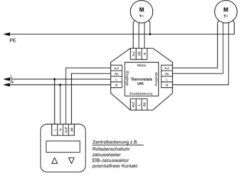 Trennrelais R1-UNI (2 Motore) für Rolladenmotor Jalousiemotor Einzelsteuerung / Zentralsteuerung / Gruppensteuerung - 2