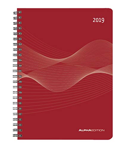 Wochenplaner PP-Einband rot 2019 - Kalender-Ringbuch A5 / Cheftimer A5 - Ringbindung - 1 Woche 2 Seiten - 128 Seiten