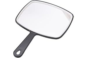 NOPEILVI Specchio a Mano, Specchio Portatile Con Manico, Trucco Rasatura Parete Doccia Doccia Parrucchieri Di Grandi Dimensioni Specchi a Mano Specchio a Specchio a Specchio Per Barbieri Professionali (nero)
