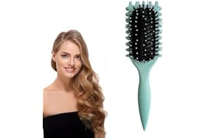 JESSHINY Bounce Brush Curl,Curl Defining Brush,Brosse à cheveux en poils de sanglier Brosse de coiffage pour démêler, mettre en forme, définir les boucles pour les femmes et les hommes