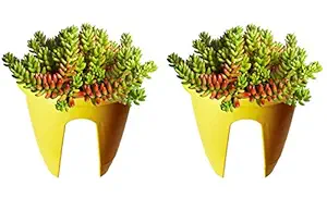 Go Hooked Railing Pots and Planter, Flower Pots (12 Inch, Yellow, Set of 2)