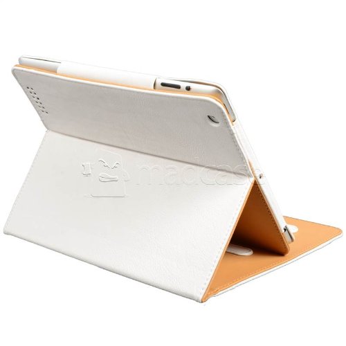 Madcase Apple iPad 4 / 3 / 2 Smart Case Etui Faux Ledertasche Hülle mit Auto Schalf und Wach Sleep-Funktion inkl. Displayschutzfolie und Stylus Touch stift – Weiß / Beige - 7