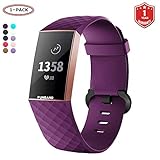 FunBand für Fitbit Charge 3 Armband,Klassisch Verstellbares Ersatz Weiches Silikon Sporty Wrist Strap Band Armbanduhr Uhrenarmband Schlaufe Armbänder für Fitbit Charge 3 Smartwatch (Small & Large)