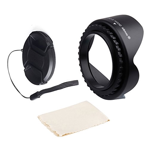 Pasway 49mm Pare-soleil Lens Hood pour Objectif R  versible   Bouchon d objectif pour Canon Nikon Sony Olympus DSLR