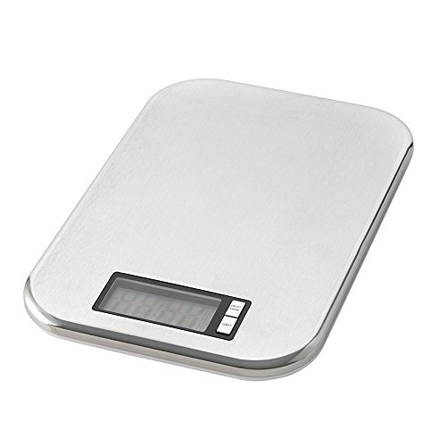 Digitale Küchenwaage Backwaage Deluxe, elektronisch, 5 kg /1 g Teilung, flach, Edelstahl, ca. 21 x 14.5 x 1.5 cm
