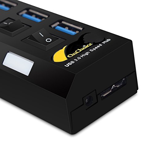 ONCHOICE 7 Port USB 3.0 Mit 1M USB Kable Schalter Hub Ladegerät mit Eur 5V USB Power Adapter unabhängige externe Ladegerät im Lieferumfang enthalten Ultrabooks Laptop Tablet PC und Mac EUR - 4