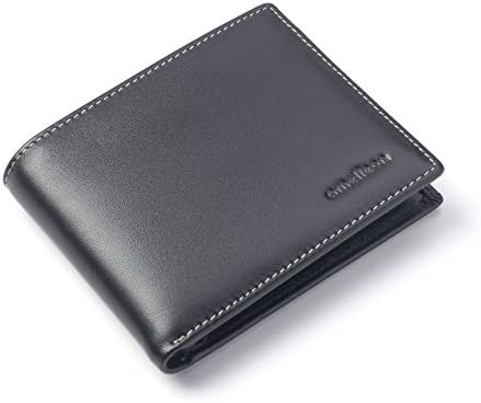 Men's RFID Blocking Top Grain Leather Slim Bifold Wallet With Hidden Card Slot