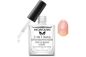 Morovan Smalto trasparente 3 in 1: Base Coat Top Coat 3 in 1 Nail Strengthener Clear Nail Varnish 15 ml