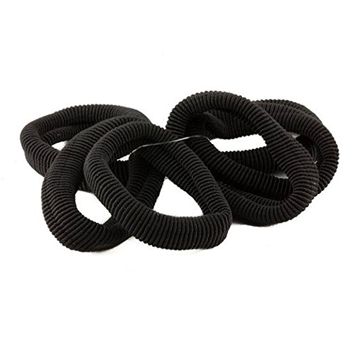 Pack O 6 Large black Ponios/Stockinette Ribbed Fabric Endless Ponio Bands