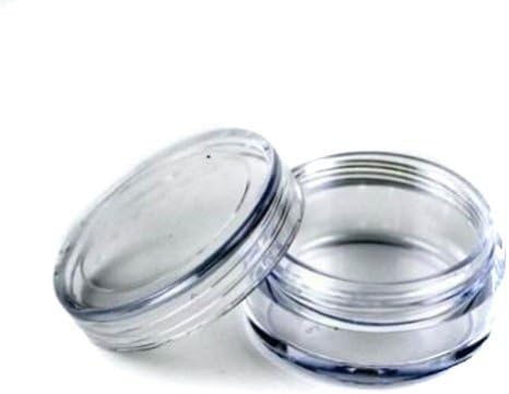 25 New Empty Clear Plastic Cosmetic Containers 3 Gram Size Pot Jars Eyshadow Container Lot Size:Diameter: 31 mm/1.2 inch Height: 16.5 mm/0.6 inch. (Comes With 1 Free Myo Eyeshadow Sample) by Myo