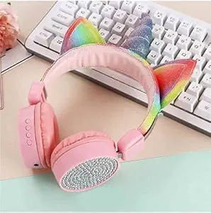 Health Omega Uniccorn Headphones Bluetooth Wireless Headset with Mic for Kid Bluetooth Headset (Multicolor, On The Ear)