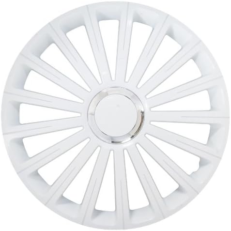 Petex Radical Pro RB535715 Wheel Trims 15 Inch Double-Lacquered with Chrome Ring ABS Plastic White - Set of 4