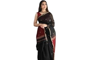 Jaanvi fashion Damen Baumwoll-Seide Saree mit Zari-Arbeit und ungesäumtem Blusenteil