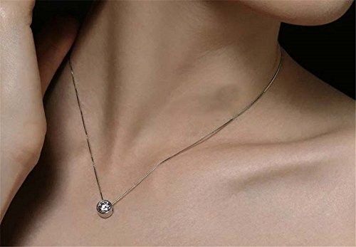 925 Sterling Silber Schmuckset Kristall Rund Transparent Ohrringe Halskette Damen - 2