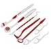 Bestdental 6 in 1 dental Care Tool Teeth Tongue Brush Stain Tooth Picks Floss Mirror (Red)