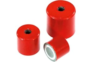 Stabgreifer AlNiCo Ø 35 mm x 30 mm mit Innengewinde rot lackiert M6 x 9 - hält 15 kg - 1 Stück - Starke Magnete mit Gewinde für Industrie & Zuhause