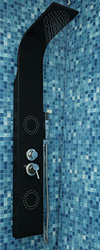 DP Grifería - Columna de ducha hidromasaje para baño (aluminio) color negro modelo Santorini