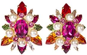 Shourouk Women Pink Crystal Statement Earrings EASS18_AG022