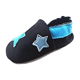  iEvolve Baby Mädchen Jungen Sterne Babyschuhe Baby Weiche Sohle Lederschuhe Baby Lauflernschuhe Krabbelschuhe(Blau Sterne,12-18 Monate)