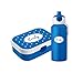 Produktbild 4you Design Set Brotdose & Trinkflasche Punkte, Sterne oder Bambi + Name 6 Farben Mepal Campus + Bento Box & Gabel Schule Kind (Punkte Blau)