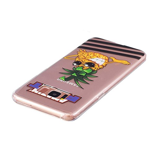 Samsung Galaxy S8 Plus Hülle,MAGQI Transparent Ultra Dünn Gel TPU Bumper Tasche mit Bunter Cartoon Design [Kratzfeste,Scratch-Resistant] [Crystal Clear] Weiche Silikon Gummi Schutzhülle [Frei Stylus Pen] 360 edge protection für Samsung Galaxy S8 Plus – Ananas - 3