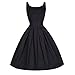 Produktbild Damen Retro Kleid SUNNSEAN Frauen Einfarbig Rundhals Sommerkleid Mode Taille Partykleider Elegante Strandkleider Schicke Festliche Großer Rock Kleider (S, Schwarz)